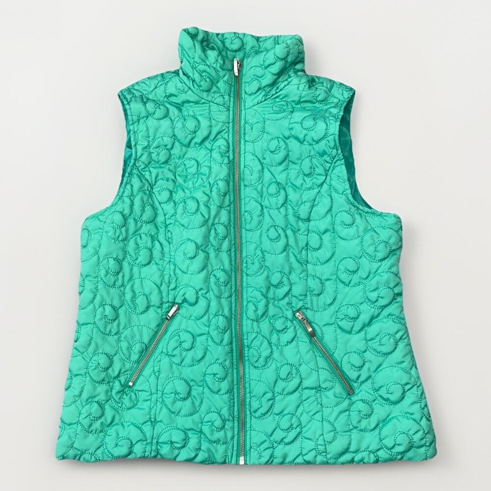 Christopher & Banks Green Quilted Vest Women’s Large Zip Up St. Patrick’s Day